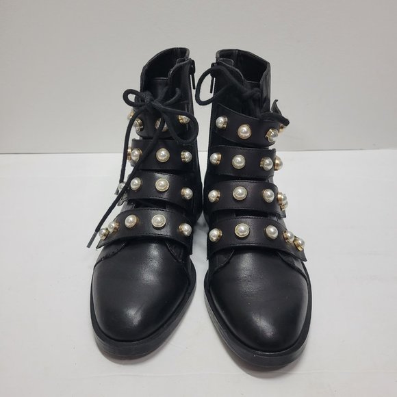 Bloggers Fav Zara Pearl Moto Biker Boots - Picture 11 of 15
